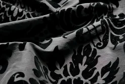 Tafetán Con Flocado De Terciopelo, Anchura: 145 Cm, Color Negro