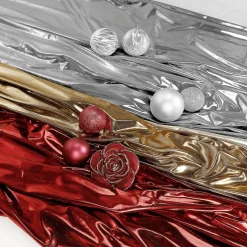 Tela Brillante Jersey De Papel De Aluminio Roja, Anchura: 110 Cm