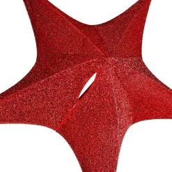 Tela Decorativa Estrella Plegable Purpurina Roja Con Cremallera, 40 Cm
