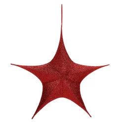 Tela Decorativa Estrella Plegable Purpurina Roja Con Cremallera, 40 Cm