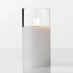 Vela De Cera LED En Vidrio Transparente 7,5 X 12,5 Cm