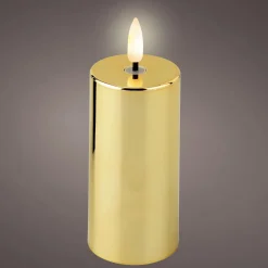 Vela LED Dorada, Funciona Con Pilas