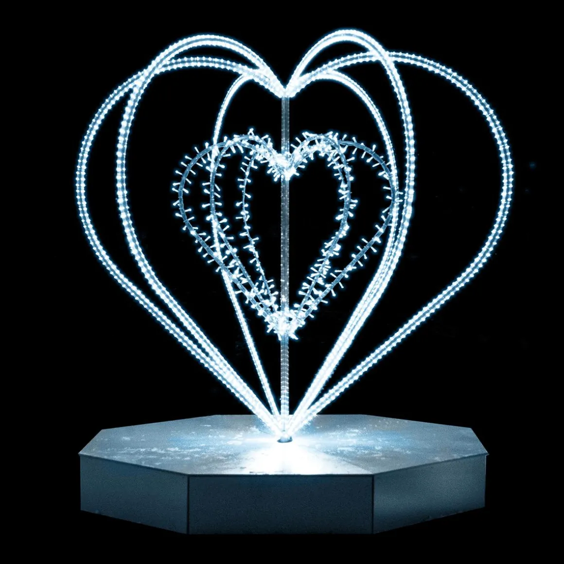 XXL Objeto Luminoso LED Corazón Plateado Para Exterior